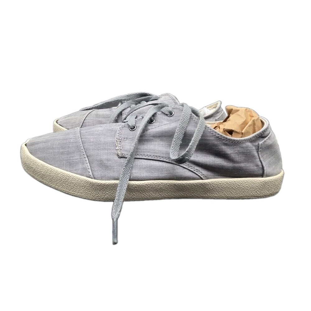Toms Mens Paseo Gray Lace Up Comfort Sneakers Size 10.5